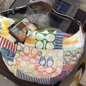 Coach multicolored fabric purse